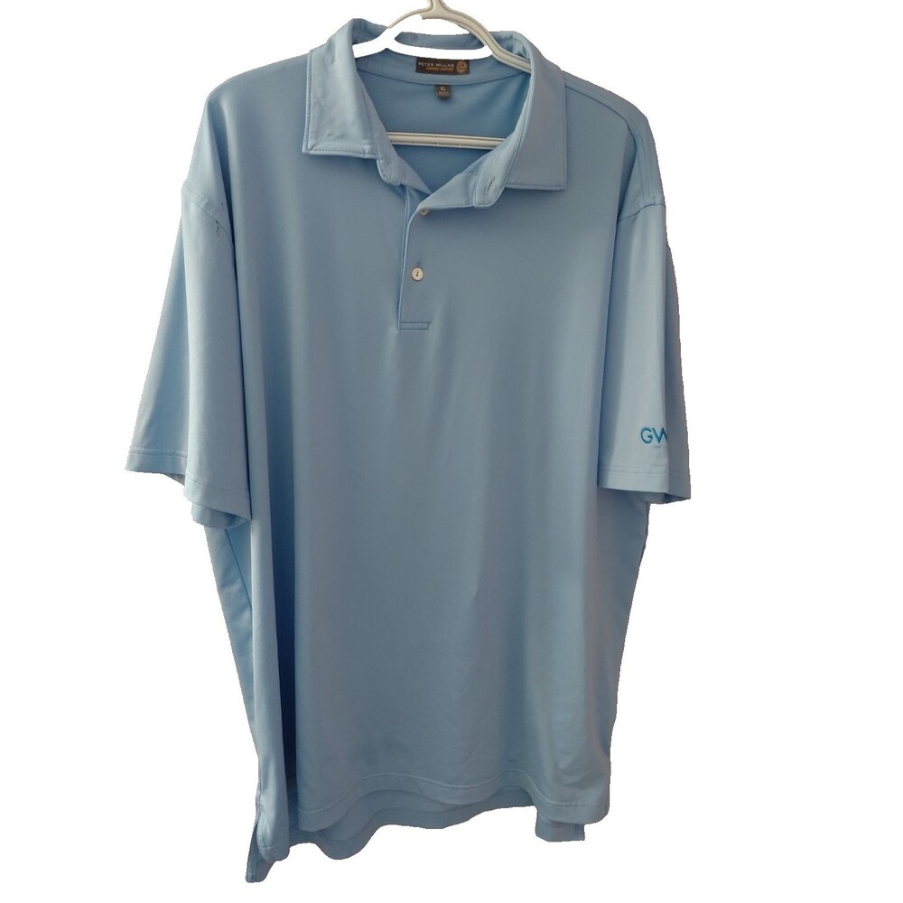 Peter Millar Summer Comfort Men's Golf Polo Shirt XL Blue GW& Embroidered